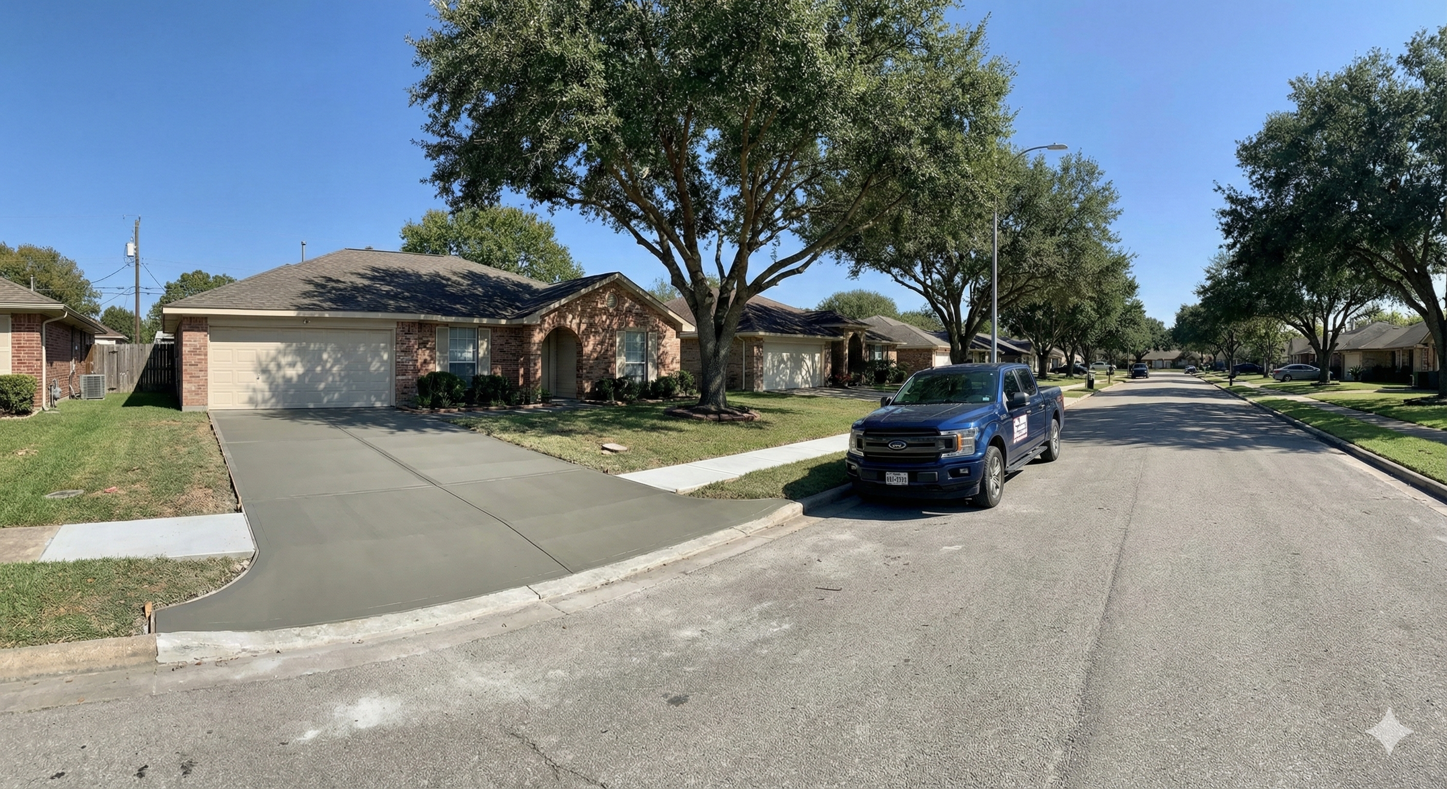 Completed concrete driveway project