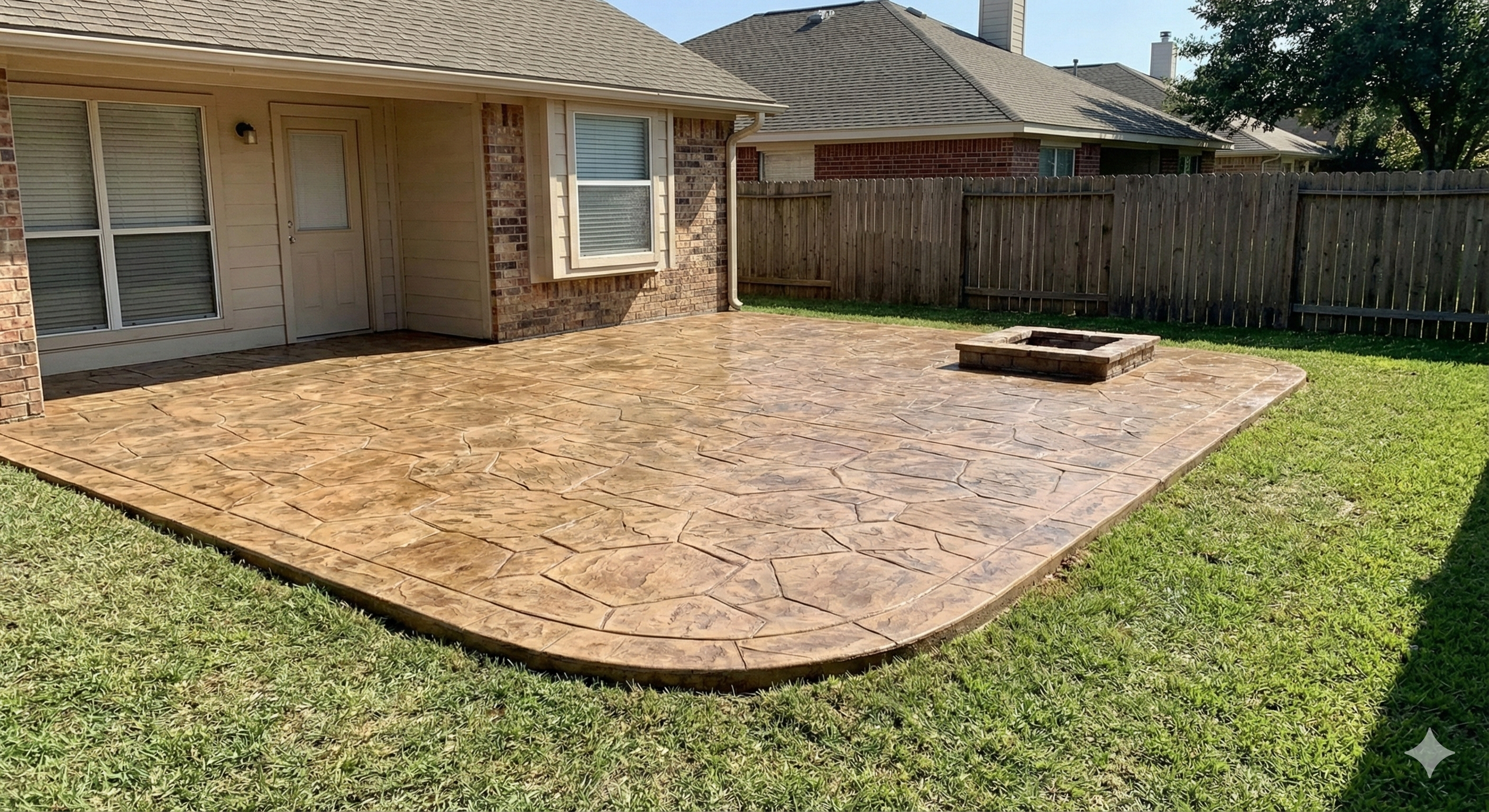 Stamped concrete patio installation in Channelview